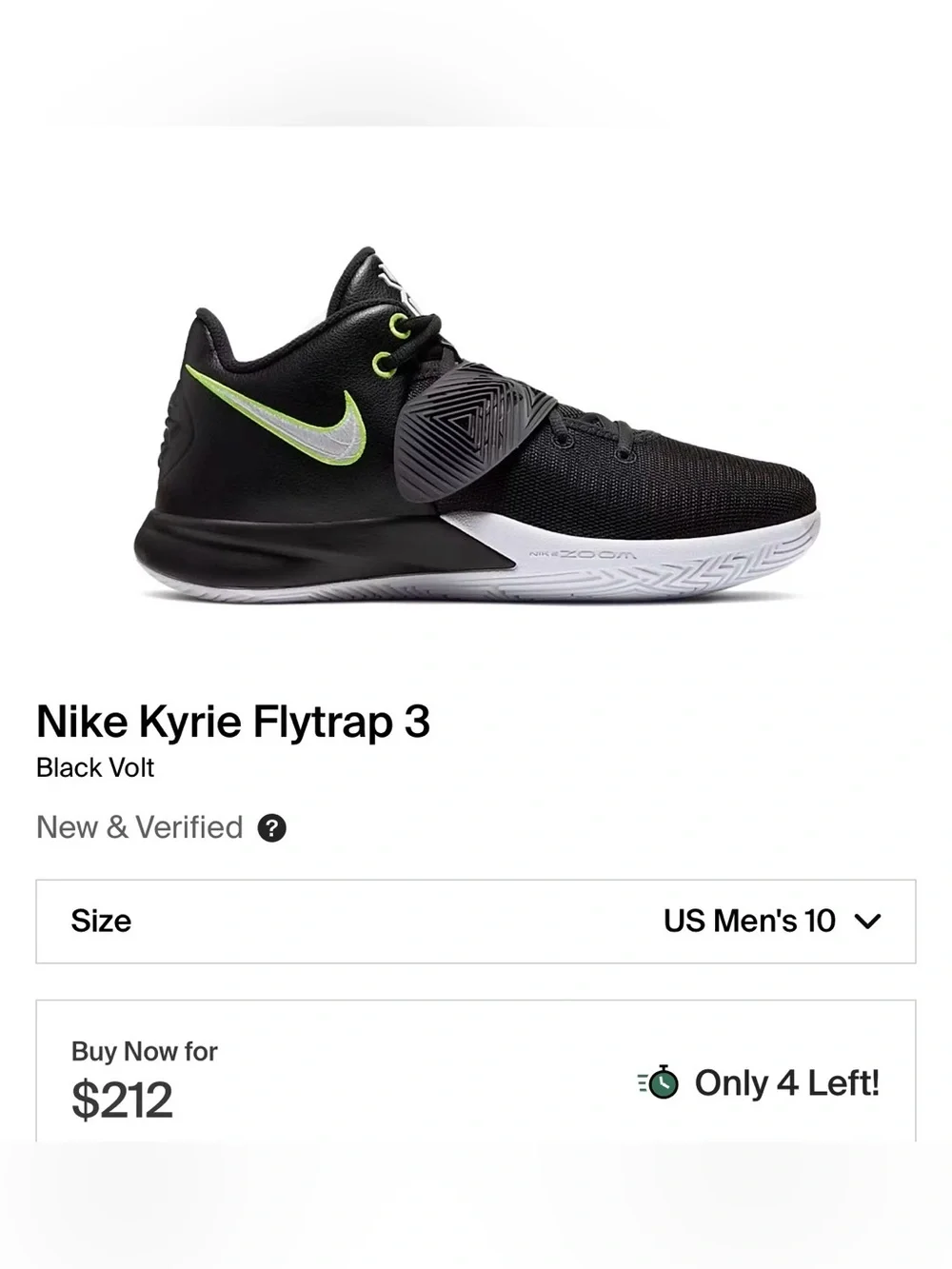 Nike Kyrie Flytrap 3 ‘Black Volt’ 2019 (Sz 10M/11.5W)